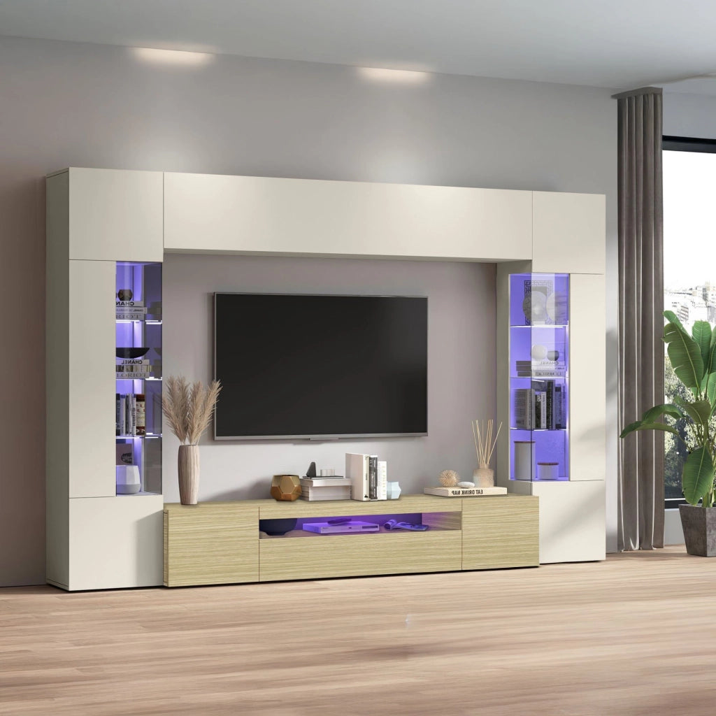 Solopaca, Parete Attrezzata 14 Ripiani, 290x40x190h cm Marrone Rovere