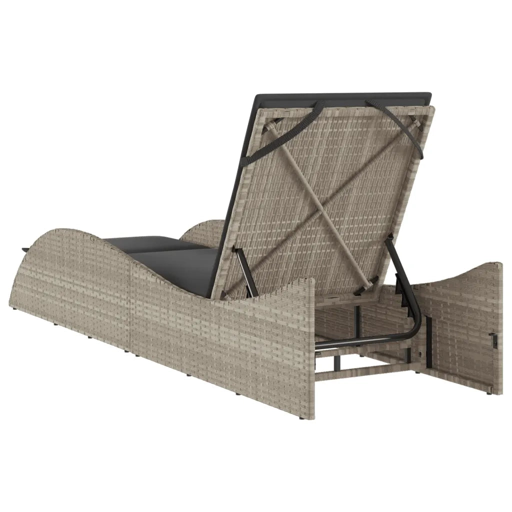 Sdraio da giardino | Lettino con Cuscino Grigio Chiaro 60x205x73 cm in Polyrattan