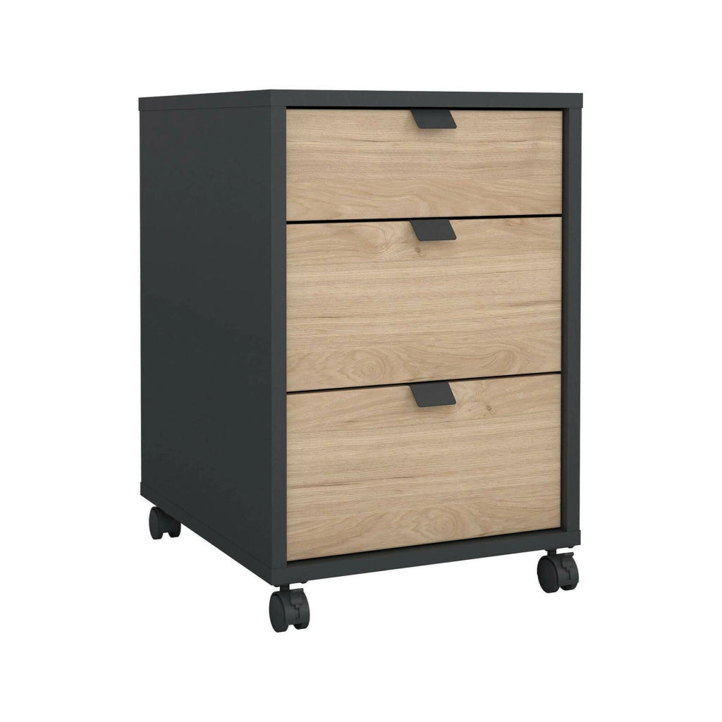 Cassettiera Agazzino, Settimino multiuso, Comò camera da letto, Mobile con cassetti, 48x41 h61 cm, Rovere e Grigio
