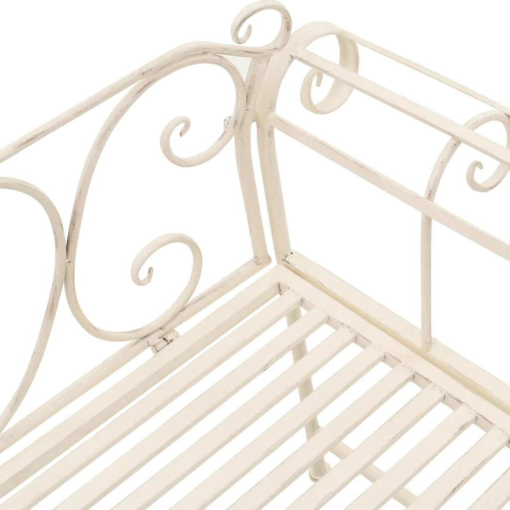 Panchina da Giardino | Panca da Giardino 132 cm in Metallo Bianco Anticato