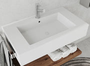 LAVABO  80CM BIANCO OPACO IN RESINA 80x15x46