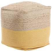 Pouf ottomana giallo iuta perline EPS riempimento quadrato 44 x 44 cm stile boho