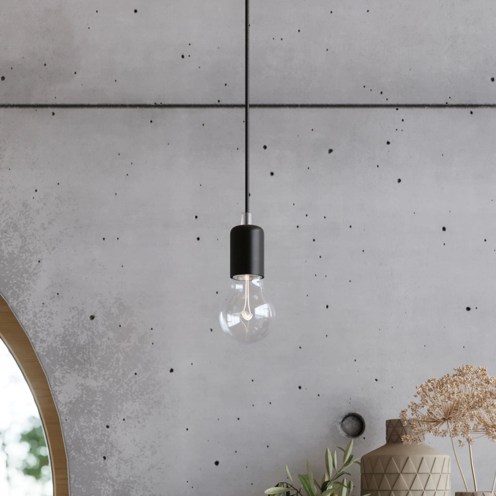 Lampada sospensione NIKOLO 1 luce nera E27 Pure Lume