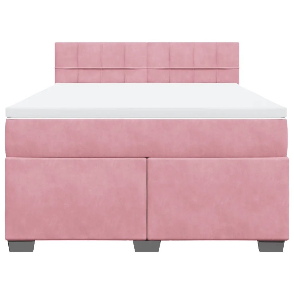 Giroletto a Molle con Materasso Rosa 160x200 cm in Velluto