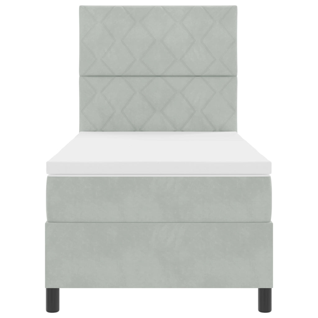 Letto a box spring  con materasso Grigio chiaro Singolo Velluto