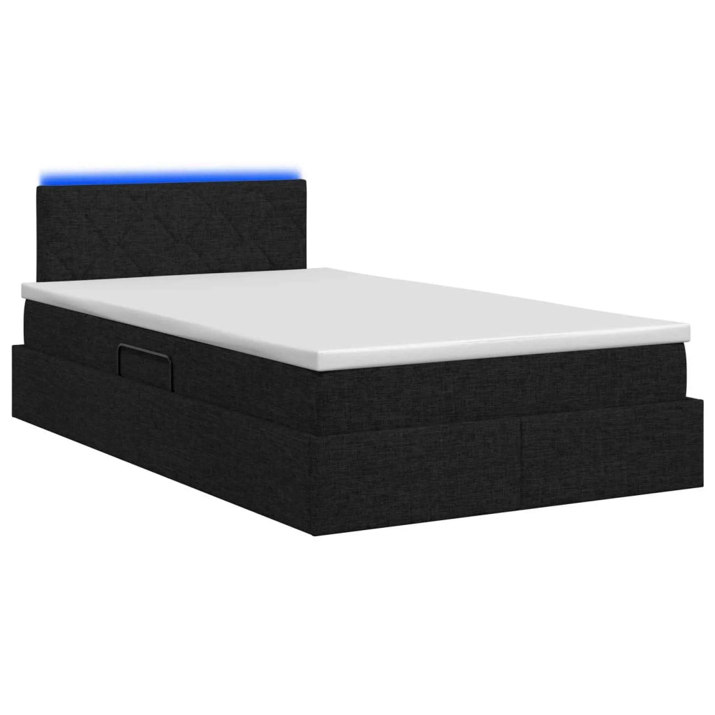 Letto con contenitore LED e materasso Nero 120 x 200 cm Tessuto 3459119