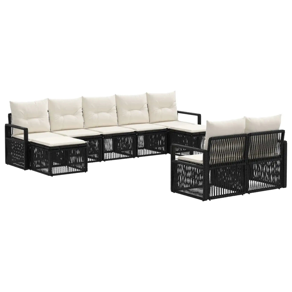 Set Divano da Giardino 9 pcs Nero polyrattan 3435838