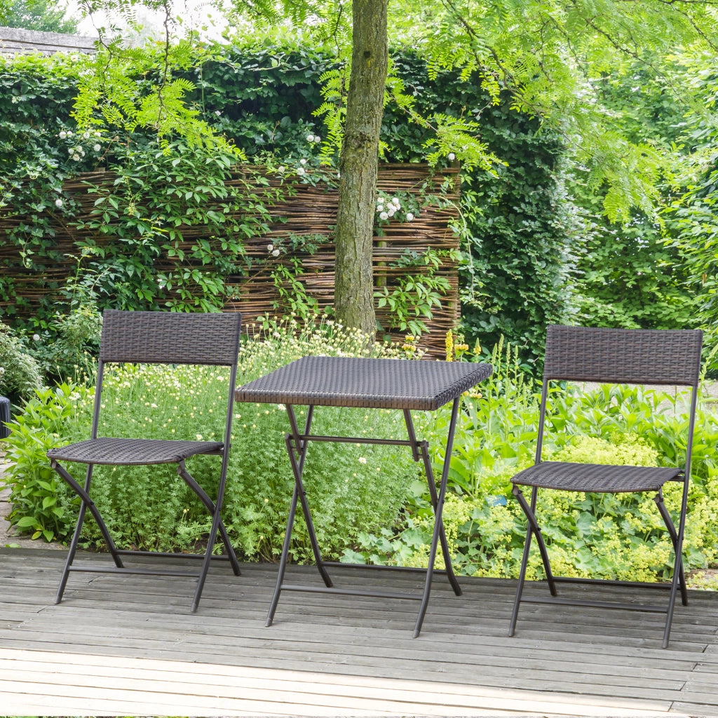 Set da Giardino Pieghevole 3 Pezzi in Rattan e Metallo ¨C zephmum ¨C Nero