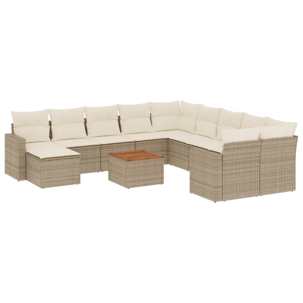 Set Divani da Giardino 12 pz con Cuscini Beige in Polyrattan 3256751