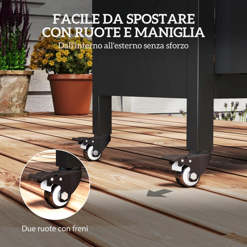 Carrello Barbecue con Armadietto e Tavolino ¨C zephmum ¨C Nero Acciaio Inox 116x50x93 cm