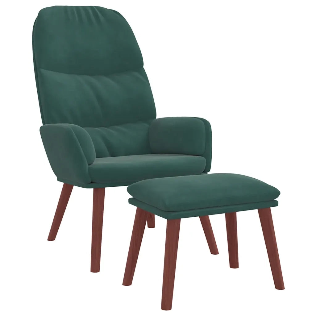 Poltrona Relax con Poggiapiedi Verde Scuro in Velluto 3315118