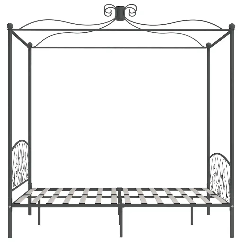 Letto a Baldacchino Grigio in Metallo 180x200 cm