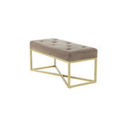 Panca imbottita Cameron in velluto taupe e oro