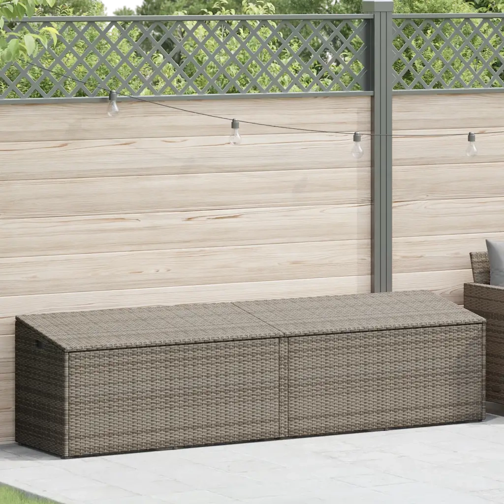 Baule da Giardino Grigio 220x50x58 cm in Polyrattan