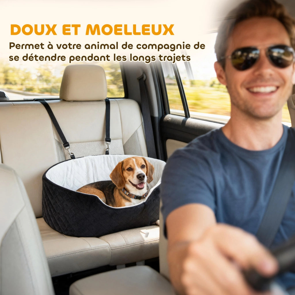 Sedia da auto per cani imbottita con cintura di sicurezza ¨C Minimal ¨C 77x43x28 cm nero