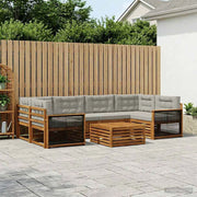 Set di divani da esterno 7 pz Naturale e Grigio Chiaro 3383084
