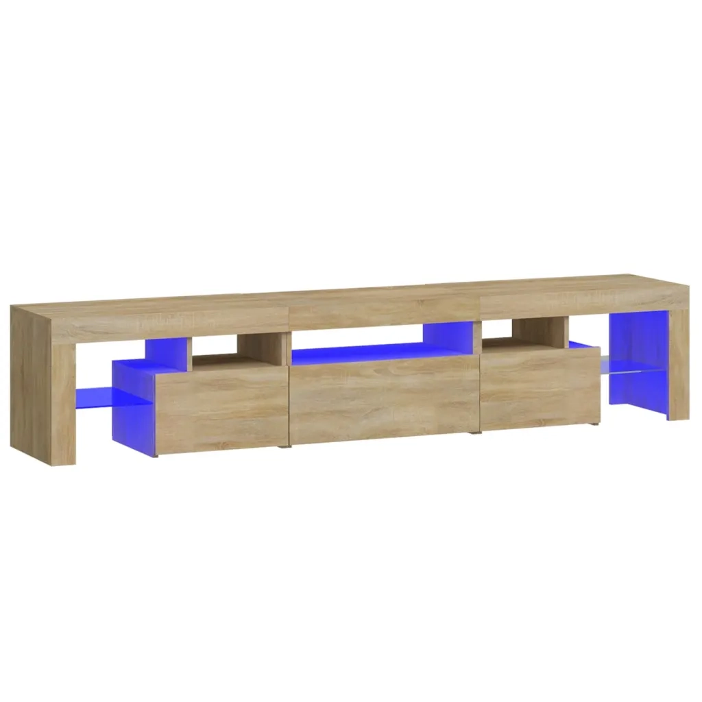 Mobile Porta TV con Luci LED Rovere Sonoma 200x36,5x40 cm 3152812