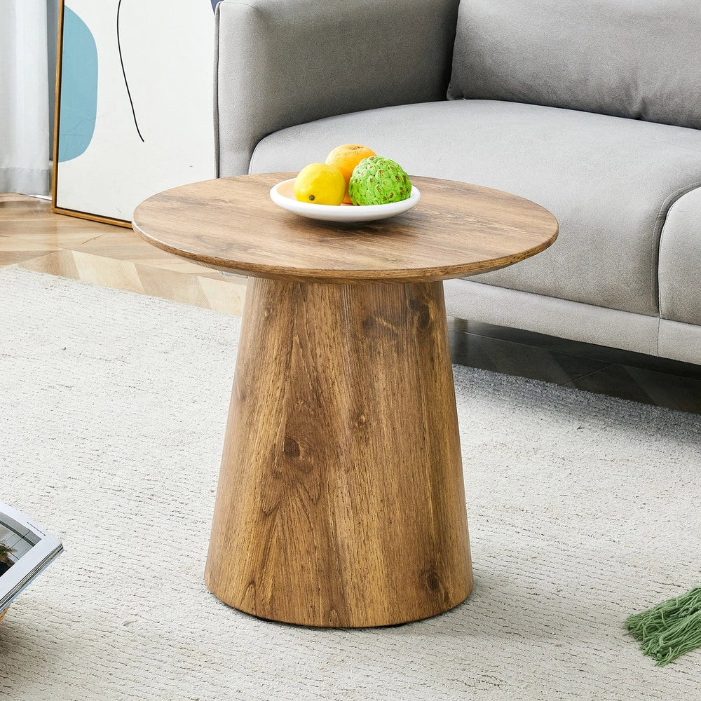 Tavolino da Caff¨¨ Rotondo ¨C MINIMAL ¨C MDF Effetto Legno Naturale, ?50x48 cm