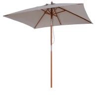 Ombrellone da Giardino Inclinabile 2x1.5 m a 6 Stecche con Palo in Legno di Abete, Grigio