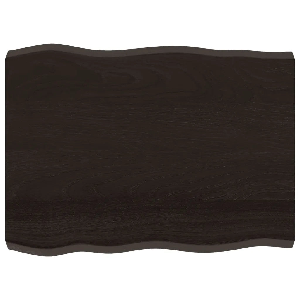 Piano Tavolo Marrone Scuro 80x60x(2-6)cm in Rovere Non Trattatocod mxl 95727
