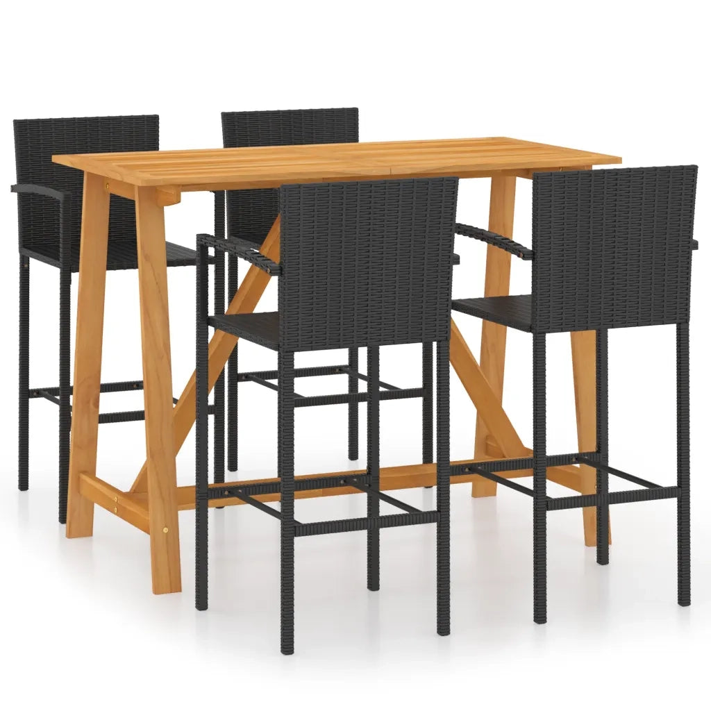 Set Bar da Giardino 5 pz Nero 3067969