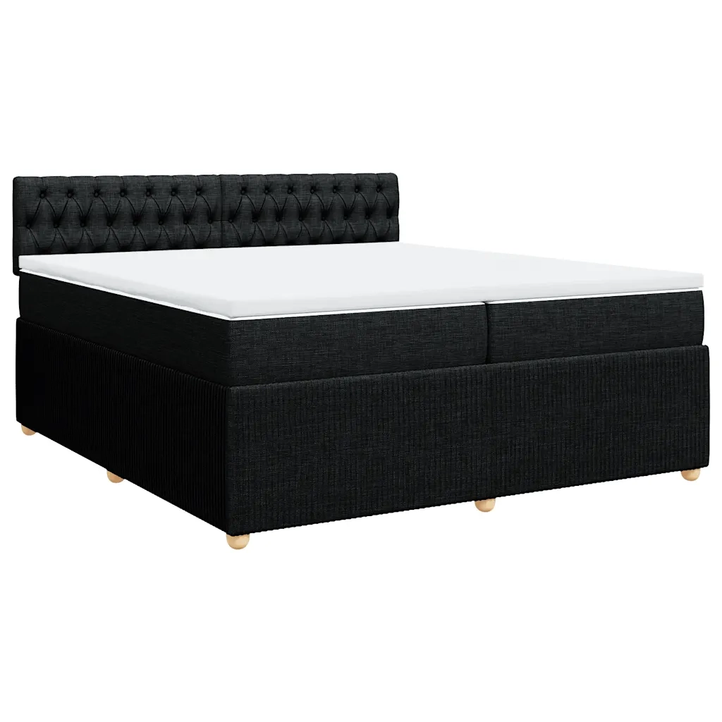 Giroletto a Molle con Materasso Nero 200x200 cm in Tessuto