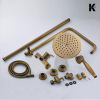 JANA | Set doccia vintage ottone non laccato in acciaio inox | Miscelatore doccia dal design retrò | Miscelatore doccia completo di doccetta