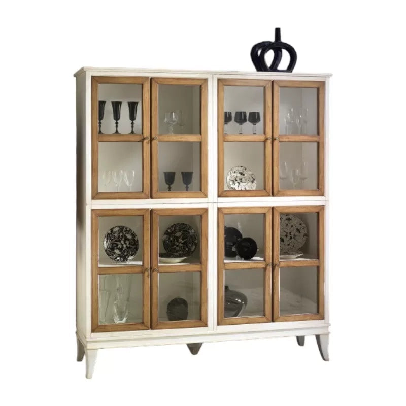 Vetrina classica 8 porte legno shabby bicolore 160x39x184 - Mobili 2G