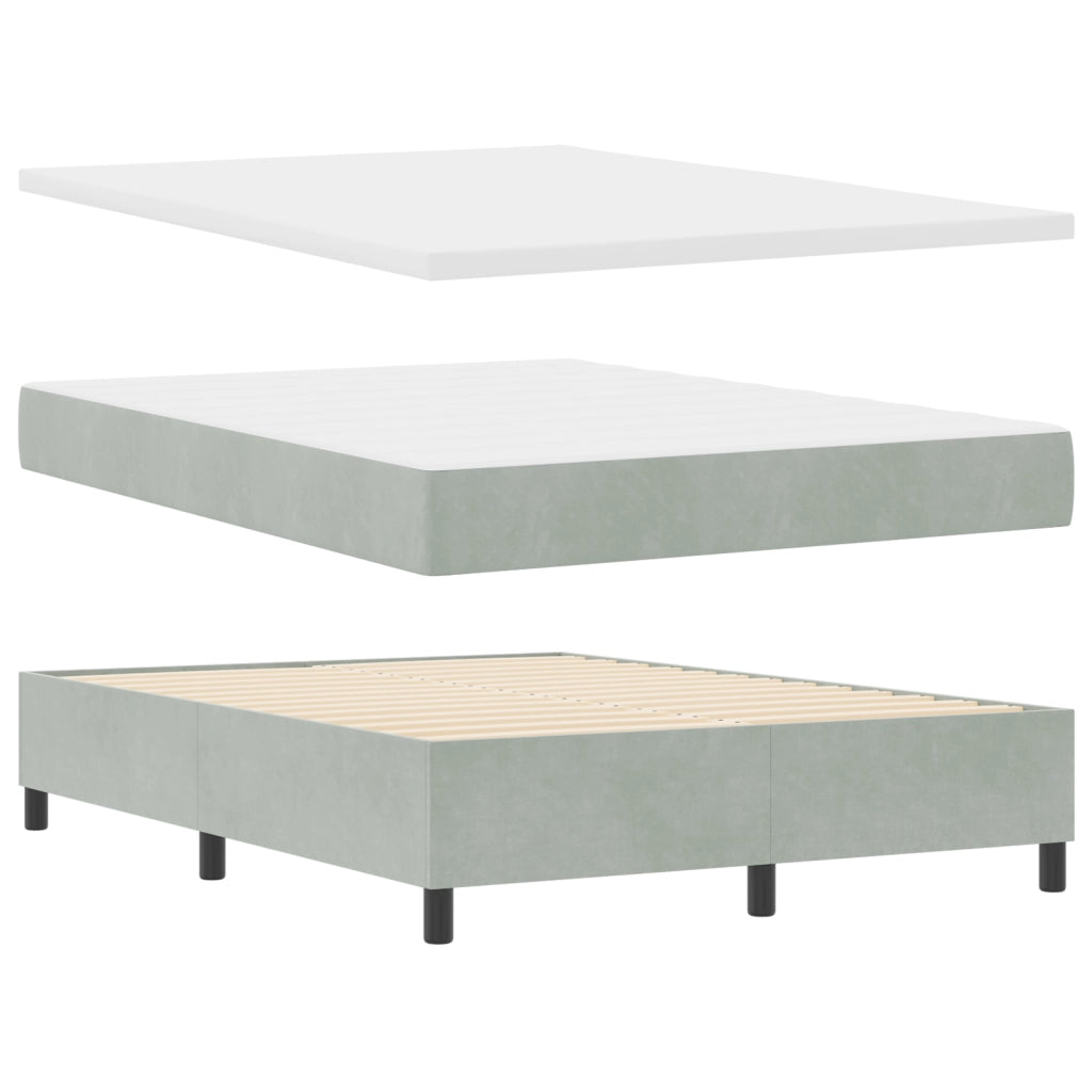 Letto Box Spring con Materasso Grigio Chiaro 140x190 cm Velluto