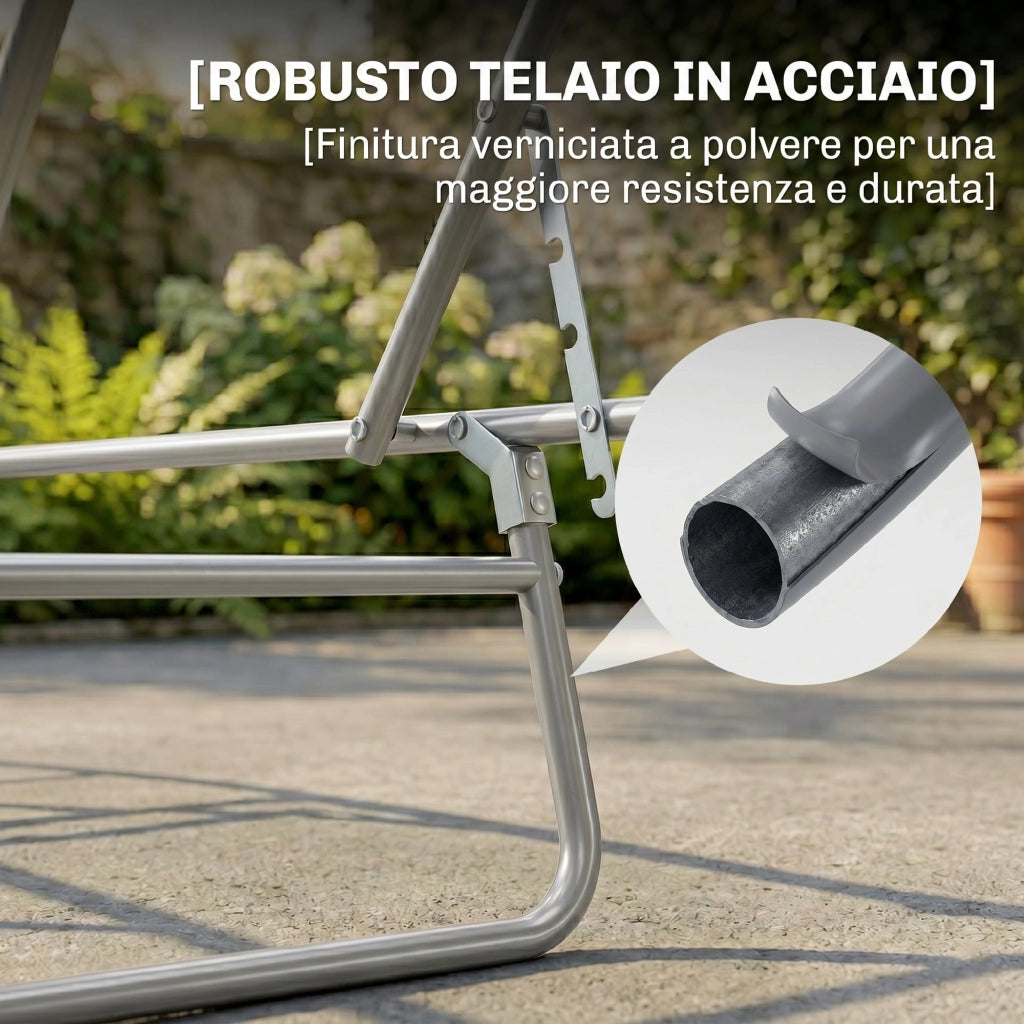 Lettino da Giardino Pieghevole Regolabile con Tettuccio in Tessuto ¨C Zephmum ¨C Marrone 187x58x50