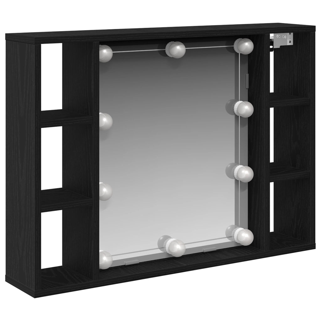 Mobile da specchio LED  - Rovere nero - 76x15x55 cm - Realizzato in legno ingegnerizzato