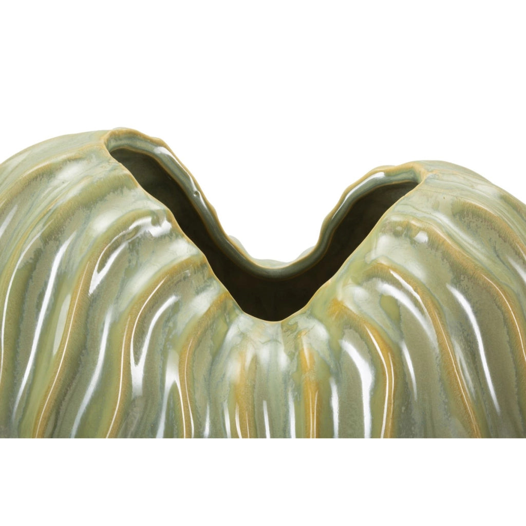 Vaso Decorativo VKH840, Verde, Ceramica, 22x10x39 cm