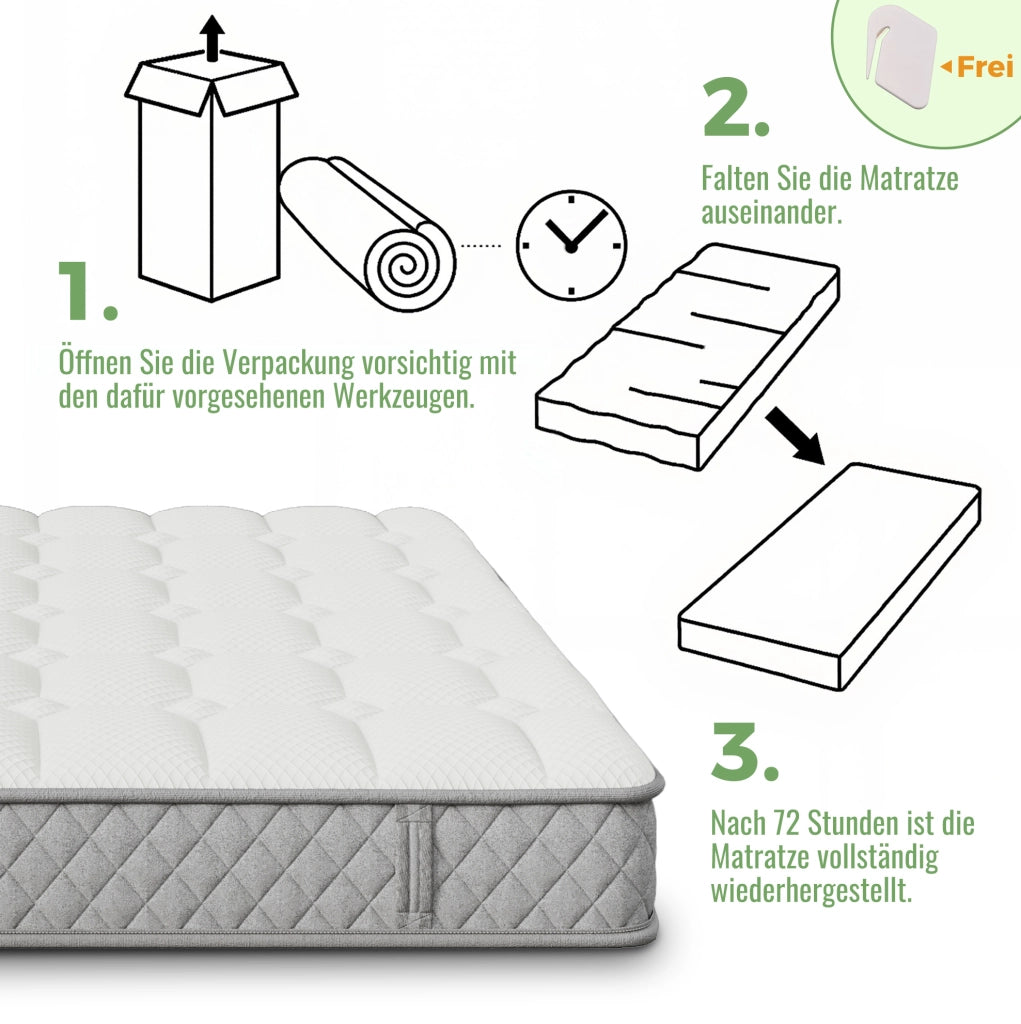 Letto matrimoniale 140x200 cm con materasso H3 a 7 zone