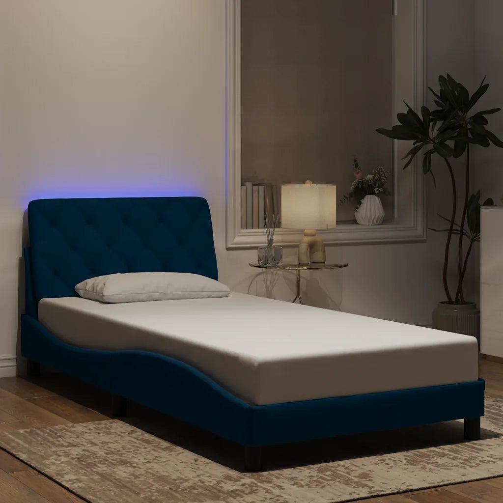 Giroletto con LED senza Materasso Blu 100x200 cm in Velluto 3213841
