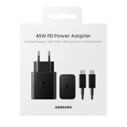 Samsung Caricatore 45W EP-T4511 FC2 USB-C +Cavo1.8m USB-C Black