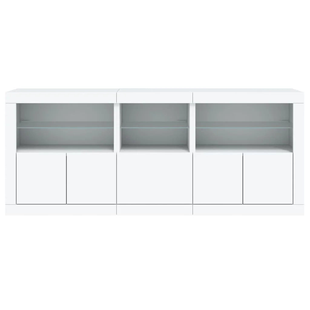 Buffet credenza cassettiera armadio mobile contenitore organizer per cucina soggiorno salotto con luci LED 162 x 37 x 67 cm bianco 02_0029832
