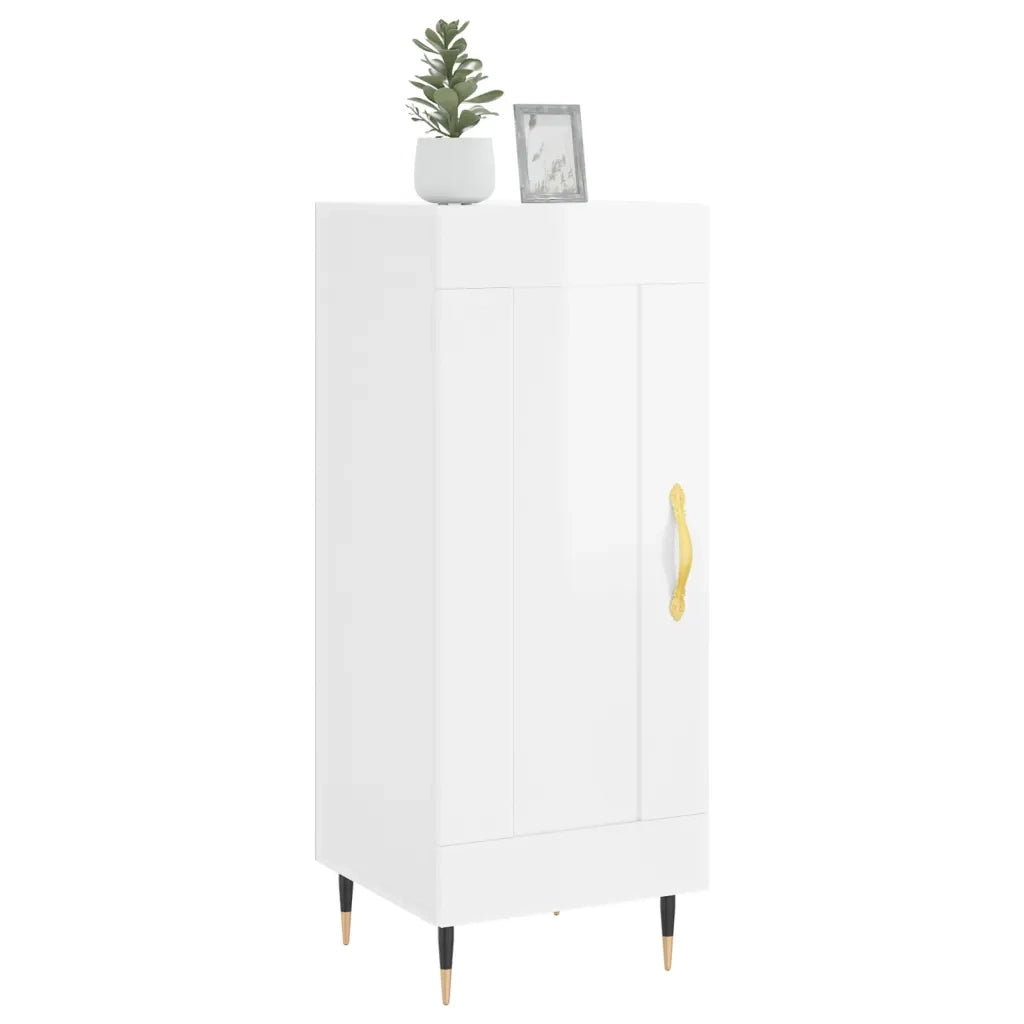 Credenza Bianco Lucido 34,5x34x90 cm in Legno Multistrato 830422