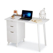 Scrivania bianca da scuola con cassetti, tavolino in stile loft scandinavo
