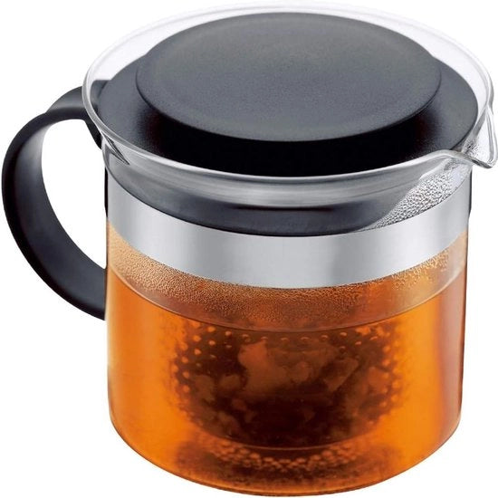 Teiera Bistro 10 Litri Teiera a Gas con Coperchio in Plastica Nero e Vaschetta in Vetro Resistentente al Calore