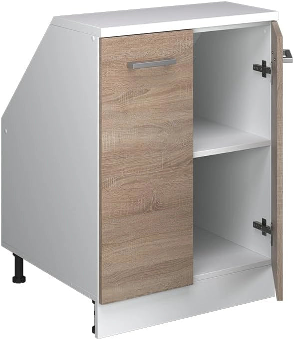 Mobile sottotetto Rion, Sonoma, 60 x 81.6 cm con 2 porte, carcassa 60 cm profondità, adatto per il salvaspazio sotto tetti spioventi