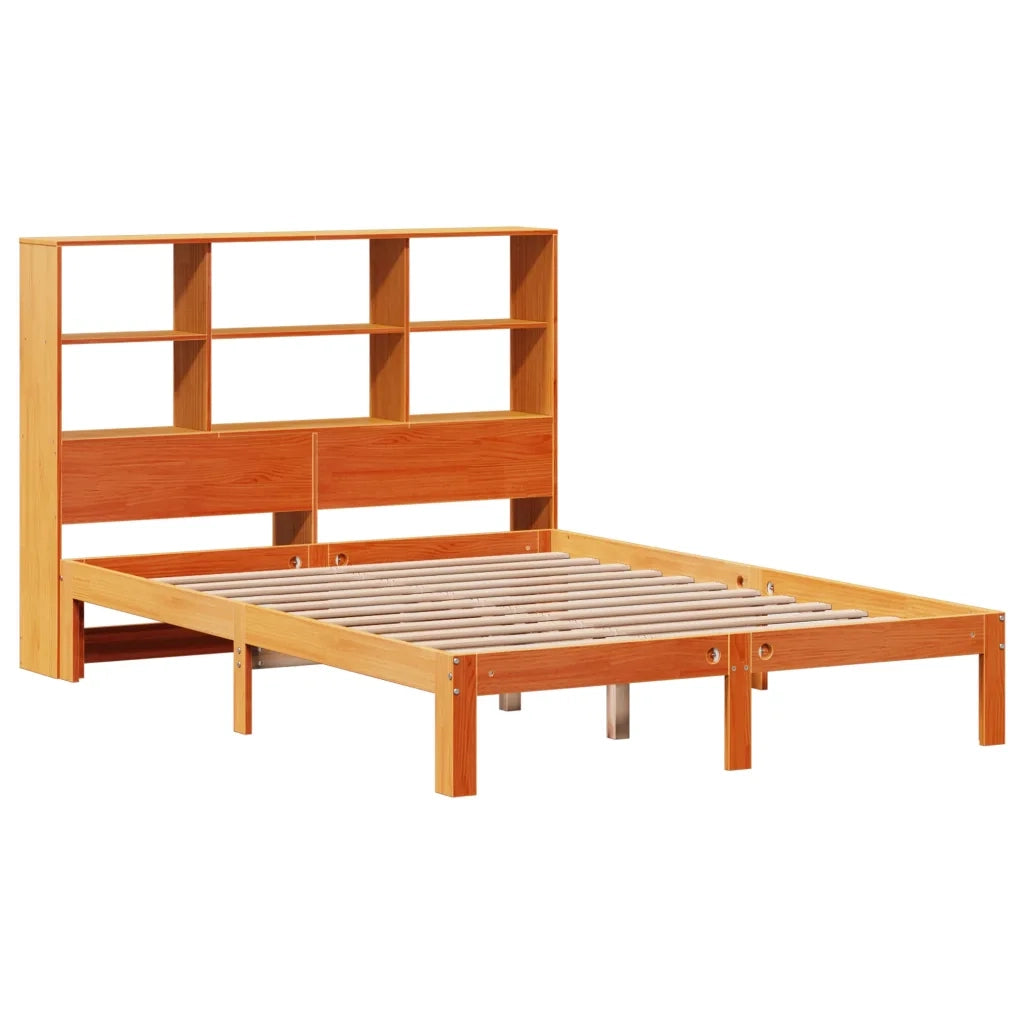 Letto Libreria senza Materasso Marrone Cera 140x200 cm in Pino 3322580