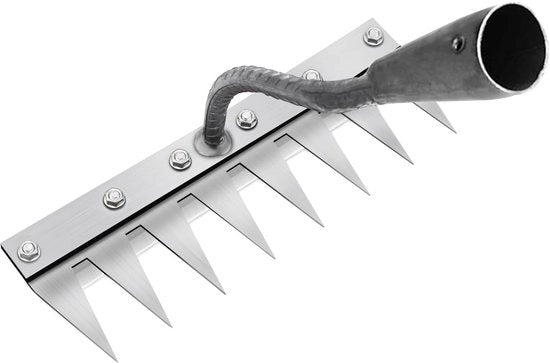 Multifunzionale hark metallica per erbacce, hark per giardino, hark portatile per la rimozione delle erbacce, attrezzo per giardino per la rimozione/annientamento/piantagione (senza lama) (8 denti) - argento