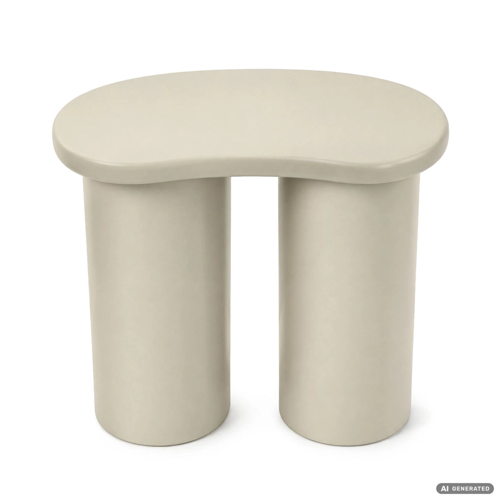 Tavolino da salotto moderno CUBE 41 cm crema con doppia base cilindrica
