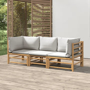 Set Salotto da Giardino 3pz con Cuscini Grigio Chiaro Bambù 3155087