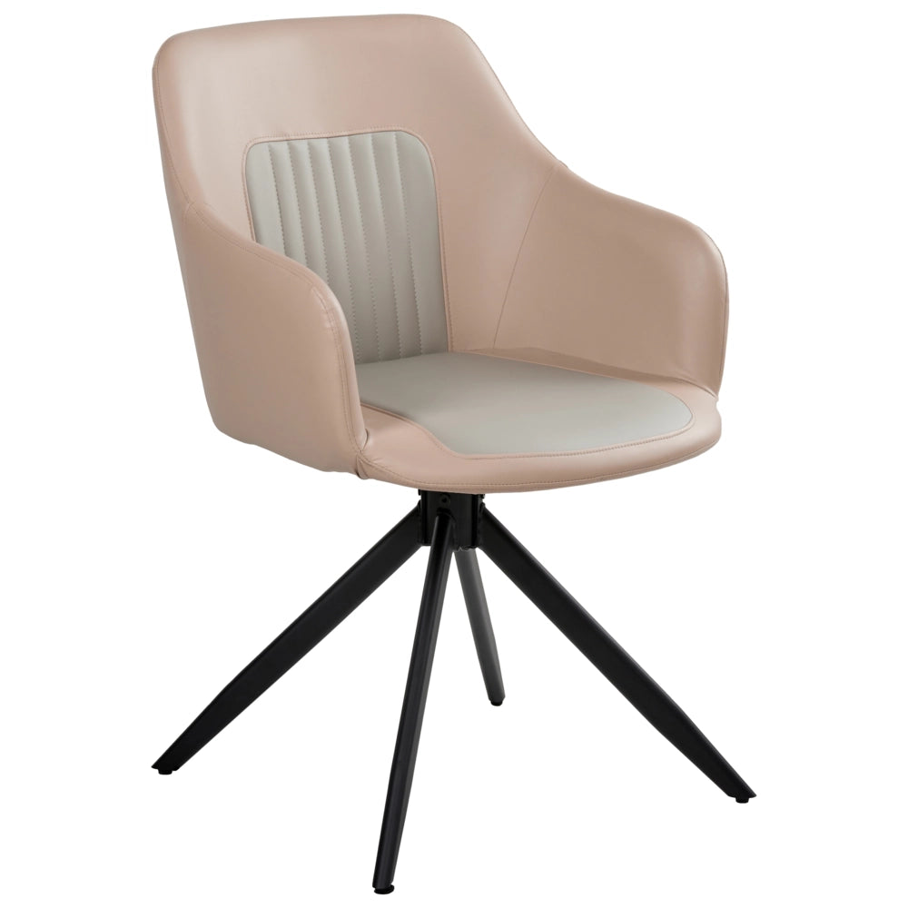 Set di 2 sedie da pranzo girevoli Rivestimento in ecopelle beige sabbia Base con gambe in metallo Sala da pranzo