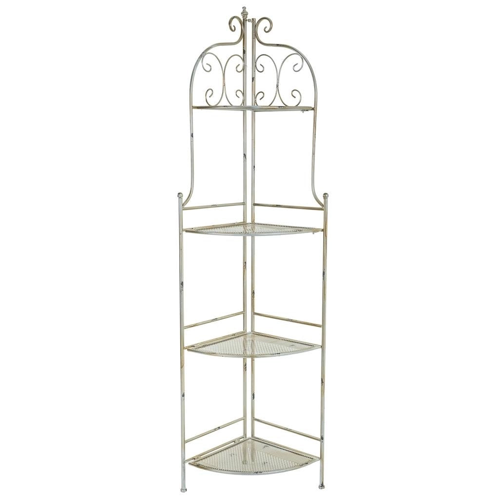 Scaffale angolare in ferro battuto argento 49x35x125h
