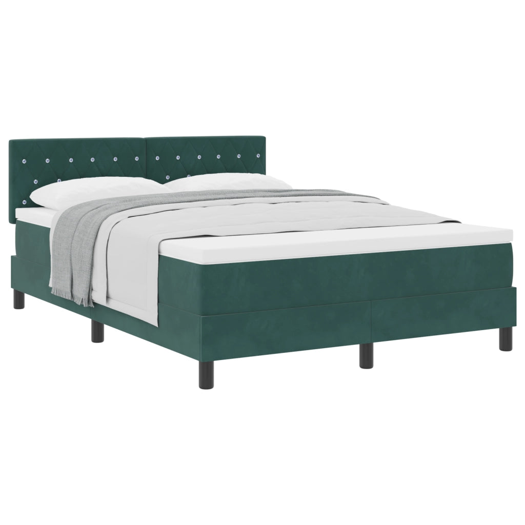 Letto Box Spring con Materasso Verde Scuro 140x200 cm Velluto