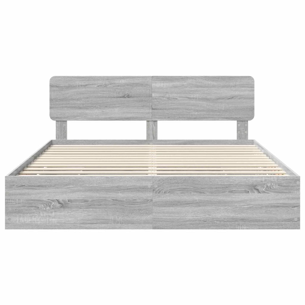 Struttura del letto con cassetto Sonoma grigia 200 x 200 cm 3412155