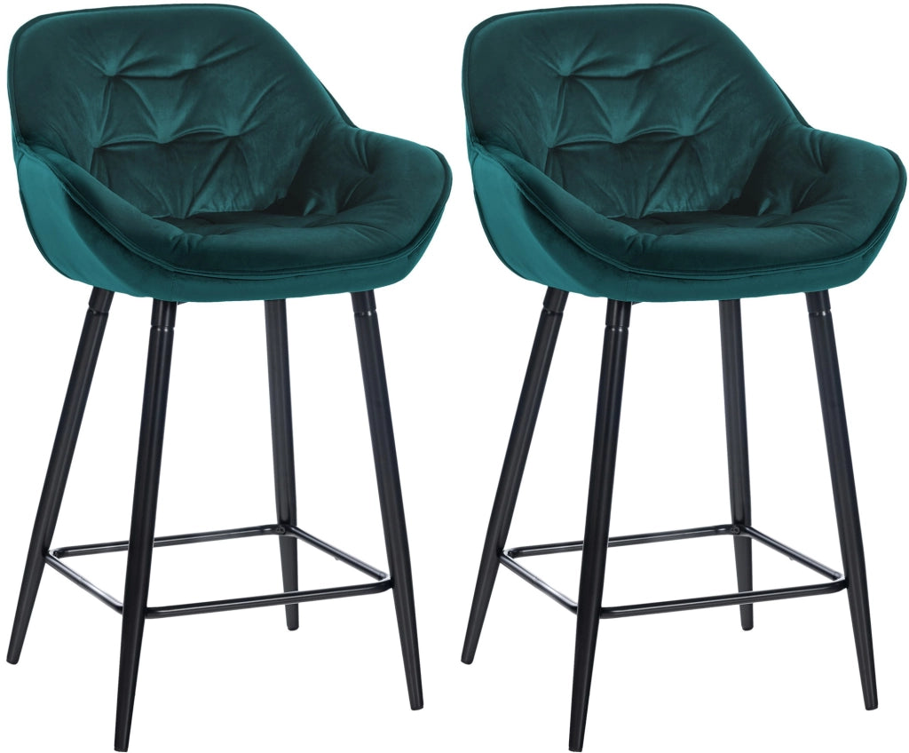 Set di 2 sgabelli da bar Gibson in velluto con altezza seduta 76 cm Verde scuro