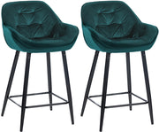 Set di 2 sgabelli da bar Gibson in velluto con altezza seduta 76 cm Verde scuro